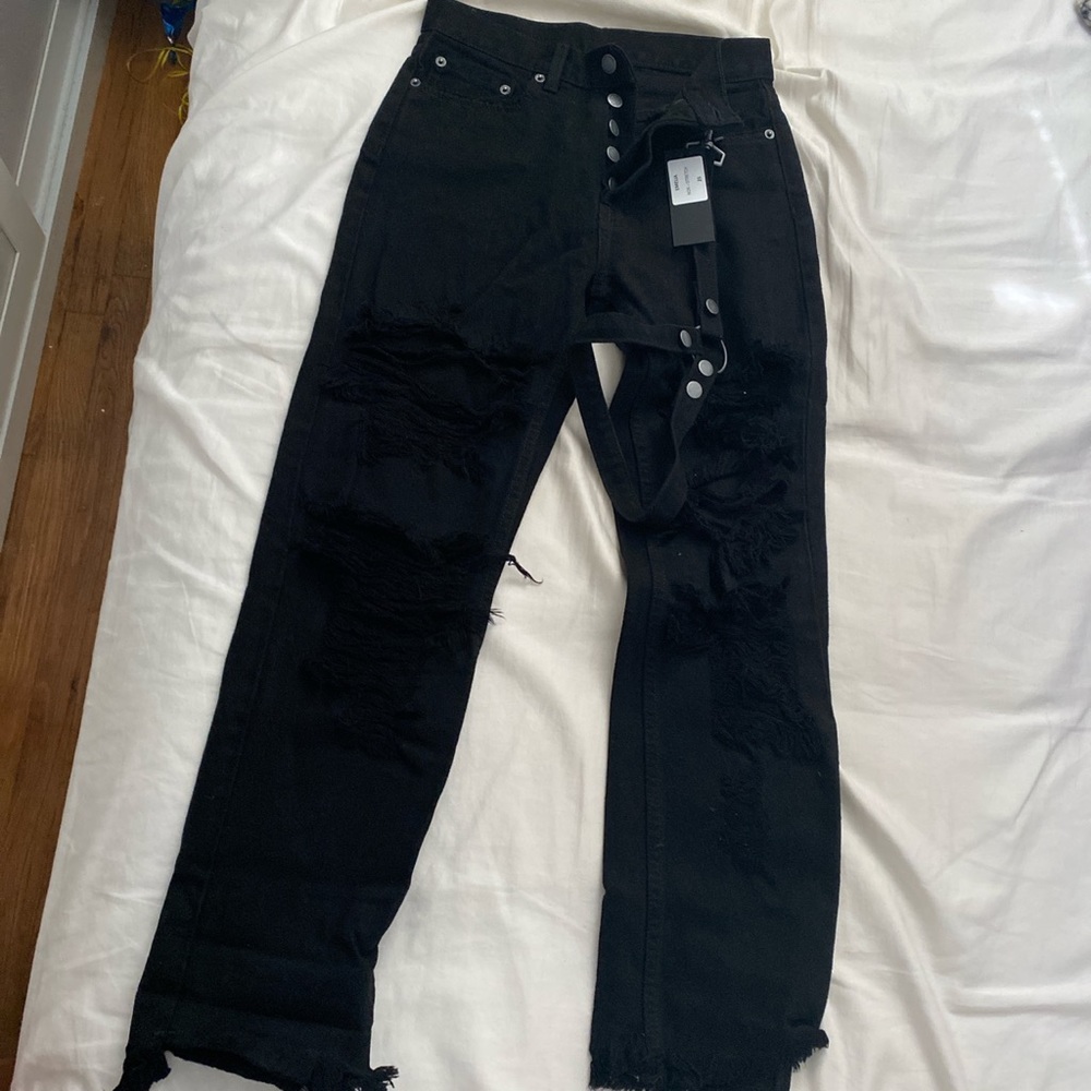 Carmar Los Angeles ripped denim jeans w/ chain